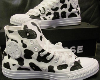 Hand-Painted Cow BIG KID / YOUTH Converse Chuck Taylor All Star High Tops