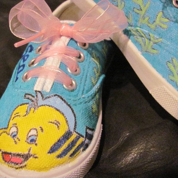 Flounder hand painted shoes from The Little Mermaid
