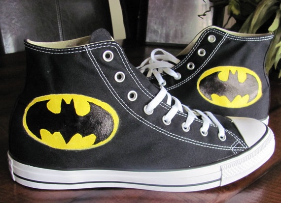 Adulte converse main peint salut chaussures Top Batman | Etsy