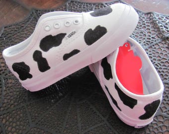 VANS Custom KIDS Painted Cow "Moo Moo" shoes