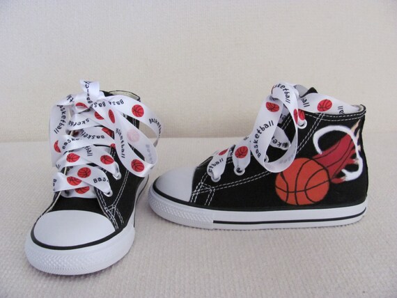 Hand painted basketball adult hi top shoes