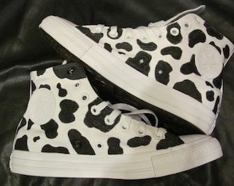 Hand-Painted Cow TODDLER / KID Print Converse Chuck Taylor All Star High Tops