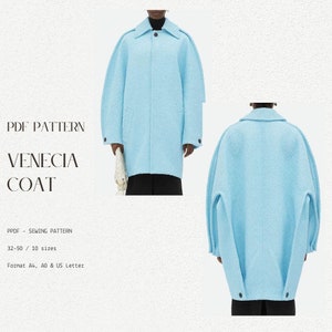 Oversize coat  pattern | PDF sewing pattern | Designer Coat | | winter coat | 32-50 | Vintage coat| Digital Download