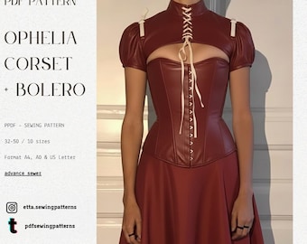 Ophelia Corset + Bolero PDF Sewing Pattern  | multifunctional Top  | Sizes EU32-50 | vintage corset