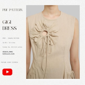 GIGI Dress PDF Sewing Pattern: Sleeveless Midi Dress with Flower Cutouts (Sizes 32-50 EU)