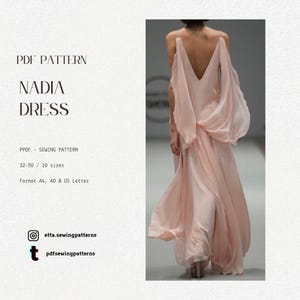 Vネックラインドレス | PDF縫製パターン | バイアスドレス | EUサイズ32-50 | ヴィンテージドレス | バックレスドレス | ドレープドレス | ウェディングドレス | ブライダルガウン