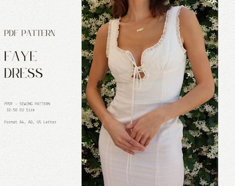 Faye Milkmaid Midi Dress PDF Sewing Pattern -  Cottagecore Dress - corset dress - Vintage midi dress - bustier dress - 32-50 EU Size