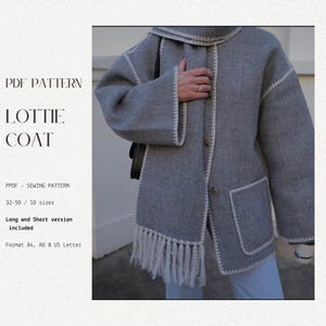 Scarf Coat  pattern | PDF sewing pattern | Designer Coat | | Scarf jacket  | 32-50 | Vintage coat| Japandi style coat | overisize coat