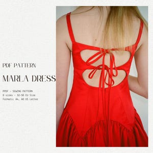 Marla dress Drop-Waist PDF Sewing Pattern Dress | Vintage Style Dress | Basque waist dress | 32- 54 EU Size  | cottagecore dress