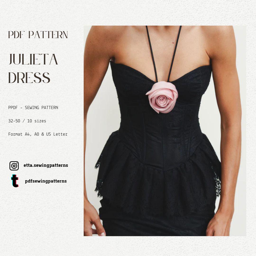 Sweetheart Corset Dress PDF Sewing Pattern - Ruffle Mermaid Gown ...