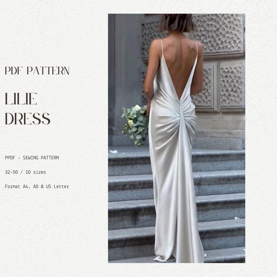 Bias Cut Mermaid Wedding Dress PDF Pattern: Backless Bridal Gown (32-50 EU)