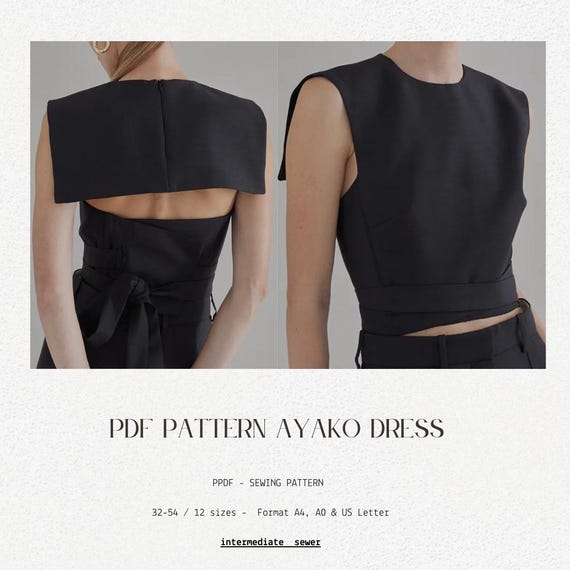 Ayako Minimalist  dress | Lace up  Dress | PDF Sewing Pattern | Japandi Dress | Japanese inspired dress | Blouse & Dress | 32-54 EU sizes