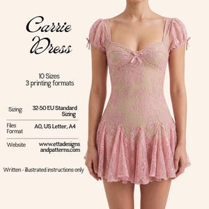 Schnittmuster für ein Minikleid mit Bustier | Carrie Godet Rock (PDF) | Kleid mit tiefer Taille | Größen 32–50 (EU)