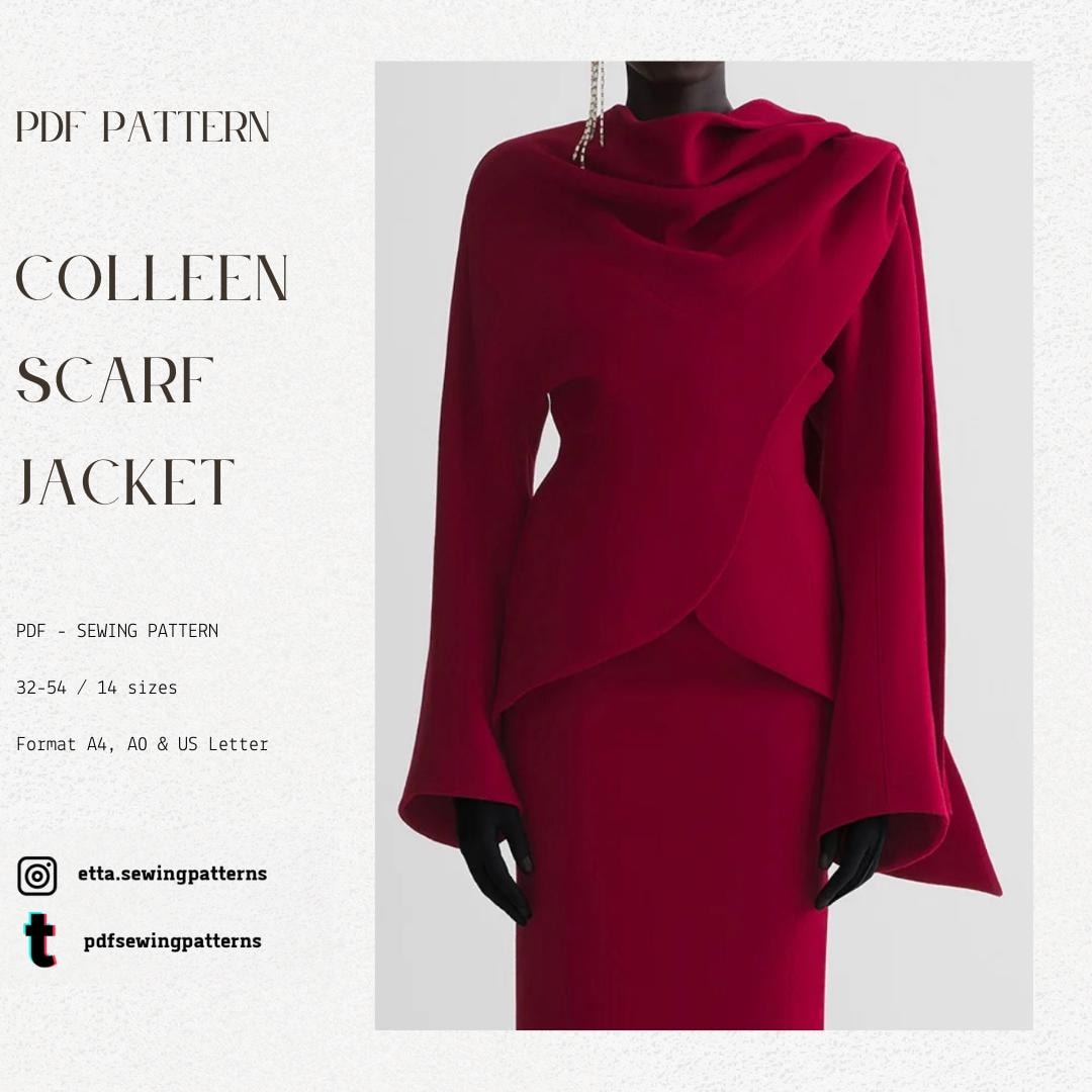 Cropped Jacket PDF Sewing Pattern | Blazer Sewing Pattern | Draped ...