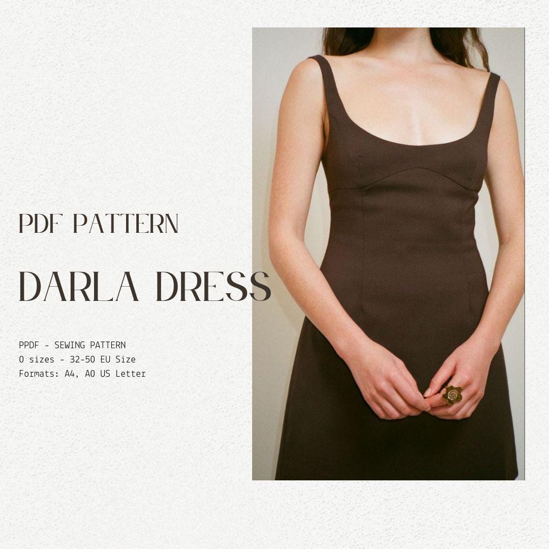Paneled Mini Dress Sewing Pattern: Coquette Vintage Style (PDF Download, Sizes 32-50 EU)