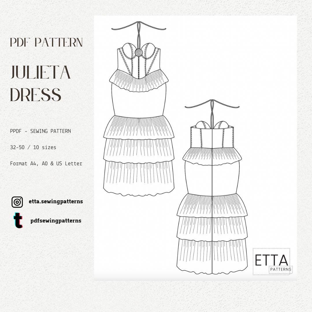 Sweetheart Corset Dress PDF Sewing Pattern - Ruffle Mermaid Gown ...