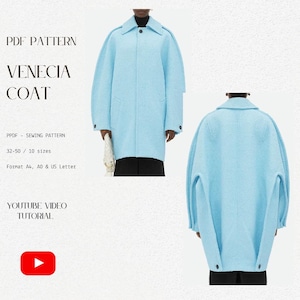 Oversize coat  pattern | PDF sewing pattern | Designer Coat | | winter coat | 32-50 | Vintage coat| Digital Download