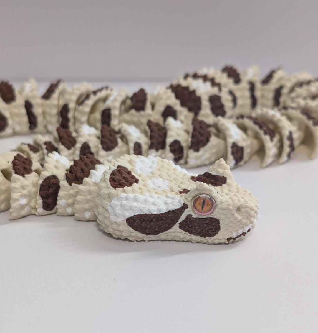 Articulating Spider-tailed Horned Viper: 3D Printed 26inch Snake