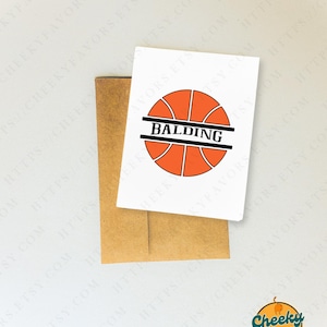 Cartão de feliz aniversário SVG para careca, cartão de piada hilariante sobre careca, cartão de aniversário espirituoso sobre perda de cabelo, paródia de basquete de Spalding, presente de humor careca
