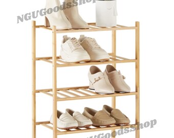 4-Tier Bamboo Shoe Rack | Rustic Entryway Organizer