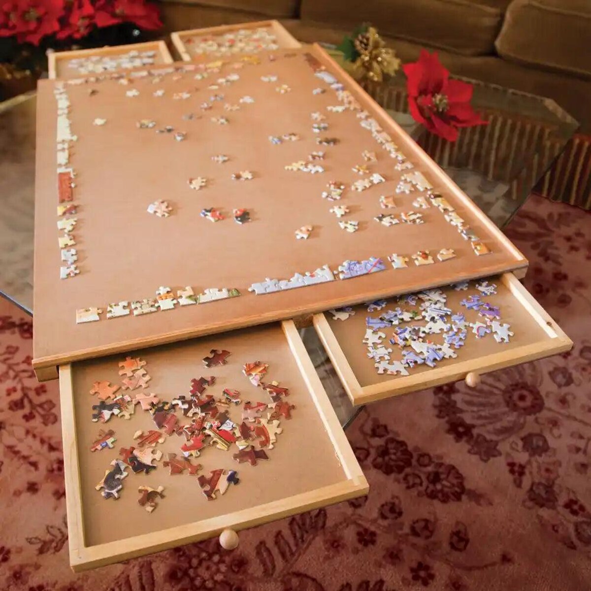 The Original Wooden Plateau With Drawers 1000-piece Jigsaw Puzzle Table Organizer Puzzle Board for Adults Portable Table Sorting Trays - Etsy