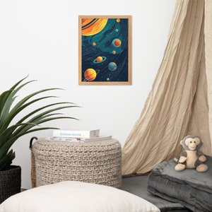 Póster del Sistema Solar para Niños, Póster Espacial Educativo/Decorativo, Decoración de Pared para Dormitorio, Universo, Planetas, Estrellas