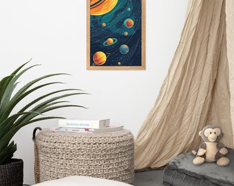 Póster del Sistema Solar para Niños, Póster Espacial Educativo/Decorativo, Decoración de Pared para Dormitorio, Universo, Planetas, Estrellas