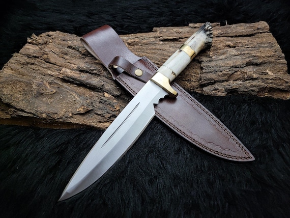 Custom Handmade Hunting Knife with Antler Handle, Premium gift, Birthday gift, gift for him