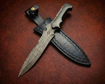 Handmade Resident Evil Acid Wash Jack Krauser Knife with Leather Sheath | RE4 Cosplay