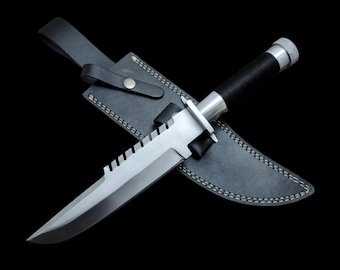 Handmade D2 Steel Commando Bowie Knife Replica with Leather Sheath