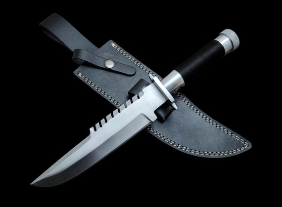 Custom Handmade Commando Replica Bowie Knife with Leather Sheath, Christmas gift, gift for him