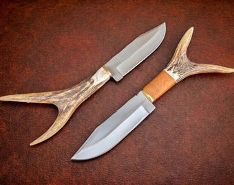 Handmade The Legend of the fall Brad Pitt Knife with Leather Sheath | Antler Handle |  Movie Replica