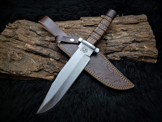 Famous Movie Resident Evil Raccoon City Police Replica Bowie Knife with Leather Sheath, Gift for him