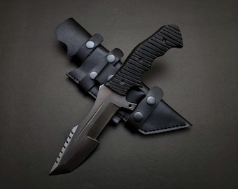 Handmade Tom Brown Tracker Knife: D2 Steel Hunting Knife with Leather Sheath