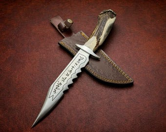 Supernatural Ruby's Demon Knife Replica – D2 Steel Blade, Antler Handle, Leather Sheath
