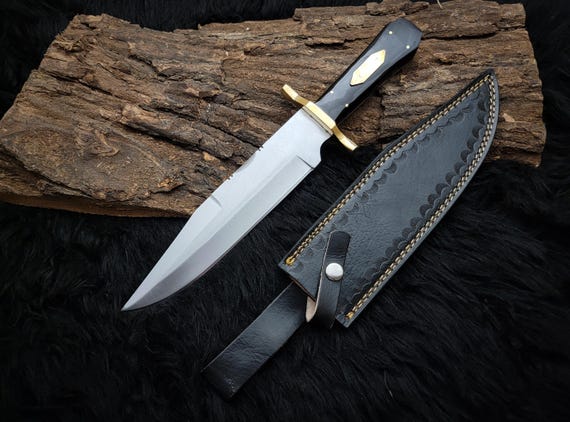 Custom Handmade Jayne Cob's Replica Bowie Knife, D2 Steel Blade, Buffalo Horn Handle, Premium Leather Sheath, gift for him, birthday gift