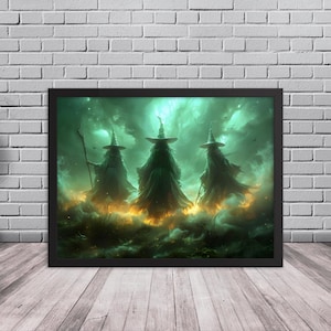 Witchy Vintage Rustic Halloween Painting Art Poster | Digital Download Witchy Decor Halloween Wall Art Printable Halloween Witch Wall Art