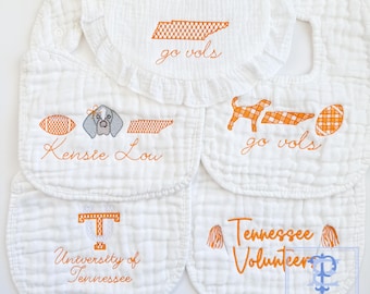 Custom Embroidered Tennessee Volunteer Football Gift | Baby Bib Gift | Vols