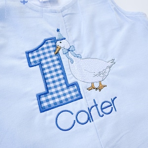 Goose First Birthday Outfit | Embroidered Corduroy Longall, Vintage Style