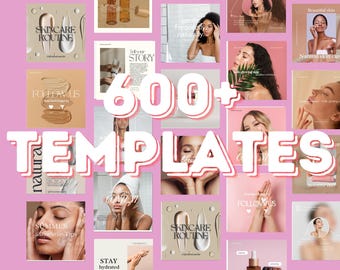 Hautpflege Instagram Vorlagen Bündel | Bearbeitbare Kosmetik Instagram Vorlagen & Beauty Design | Hautpflege Social Media Canva Vorlagen
