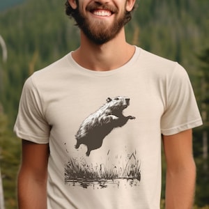 Flying Capybara Tee Shirt, Capybara Gifts, Unique Animal Shirt, Funny Capybara Tee,Animal Tee, Unique Gift for Capybara Lovers,Quirky Tee