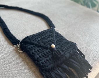 Crochet Crossbody Bag: Handmade Boho Purse with Fringes - Made to Order