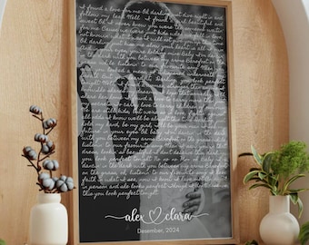 Wedding Song Lyrics with Photo Personalized First Dance Favorite Song Canvas Print Anniversary Custom Sign Framed Mothers Day Gift forCouple