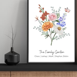 Custom Birth Flower Family Bouquet Print: Personalized Floral Wall Art (Digital Download)