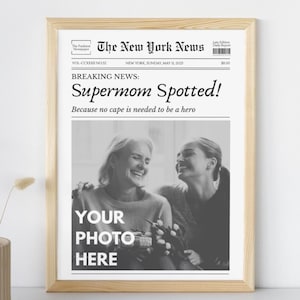 Muttertag Zeitungsvorlage, anpassbare Karte für Mama, Stiefmutter Geschenk, bearbeitbarer Muttertagsflieger zum Ausdrucken