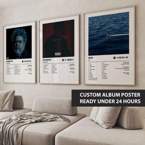 Set of 3 Custom Album Posters,Personalised Room Decor,Request Any Album,Music Print Art,Tracklist Poster,Artist Cover,Choose Your Own Album