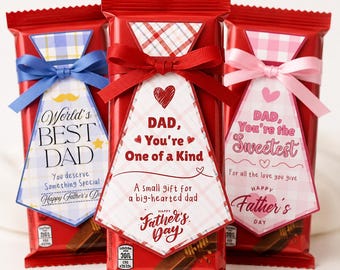 Printable Fathers Day Chocolate Tie Tags,Six different tags,Candy Bar Gift (Digital Download)
