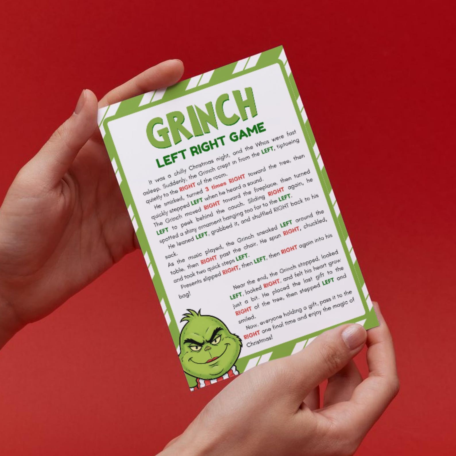 Funny Left Right Christmas Story Grinch Game, Christmas Pass the ...