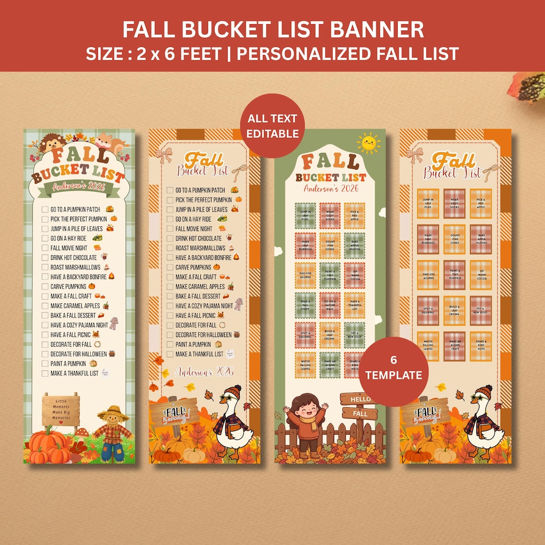 2026 Teen Kids Fall Bucket List Banner, Fall Activities for Teen Kids ...