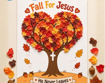 Christian Fall Bible Craft, Fall For Jesus Craft For Kids, Easy Fall Leaves Tree Activity, Bible Lesson Church Craft, Sunday School Craft